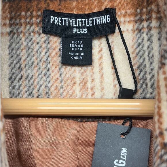 Pretty Little Thing Plus Size Wool Oversized Duster Coat Size 14 - Picture 4 of 15